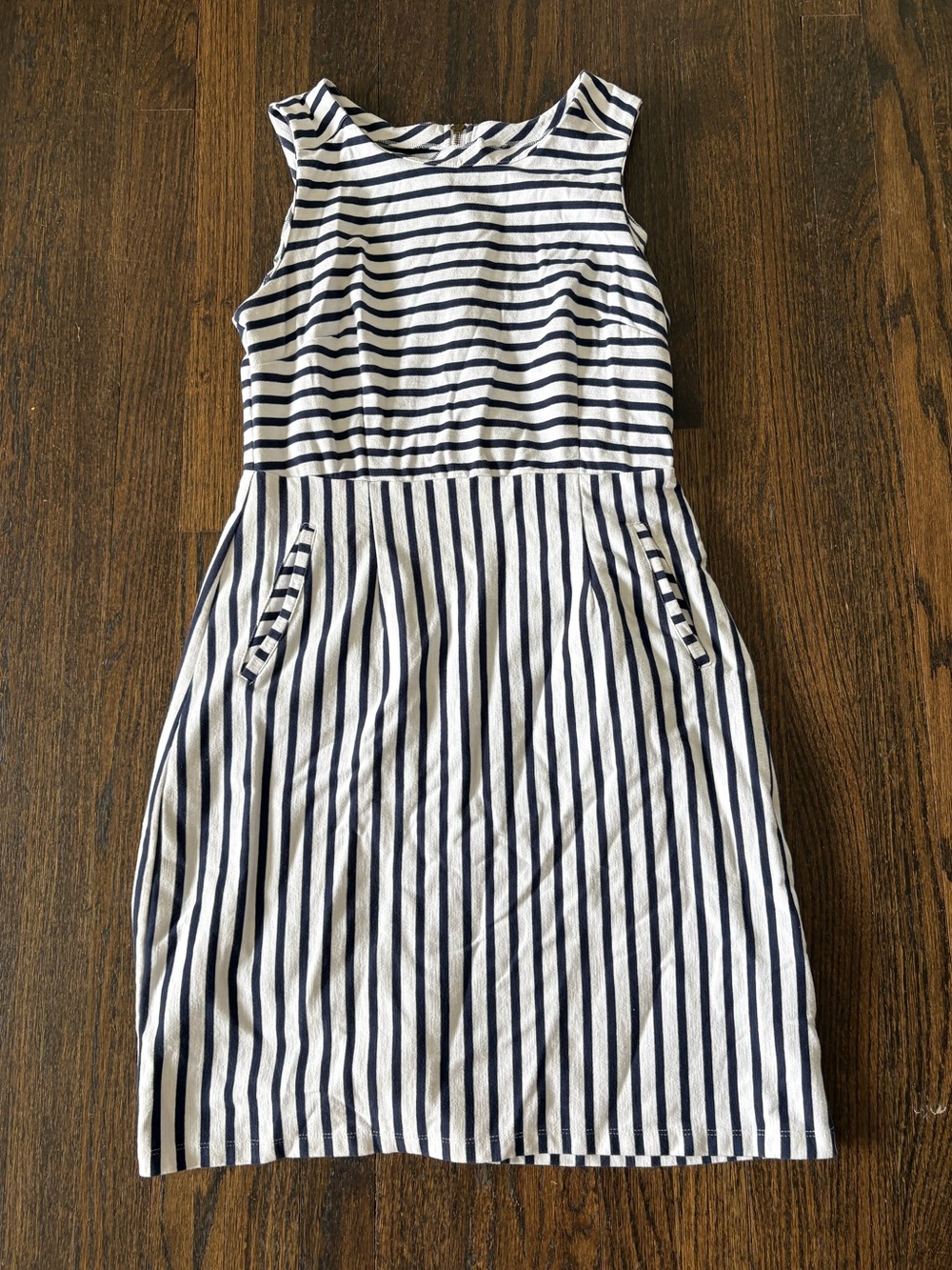 Old Navy Navy and White Striped Sleeveless Dress